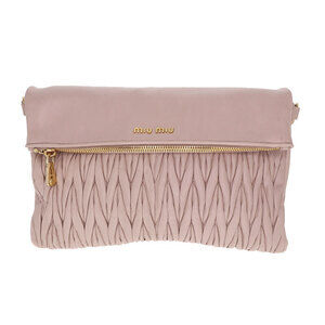 Miu Miu Shoulder Bag Nappa Leather Matelasse Pink